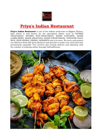 15% off - Priya's Indian Restaurant Biggera Waters, QLD