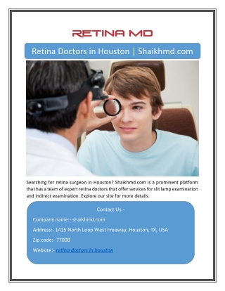 Retina Doctors in Houston | Shaikhmd.com