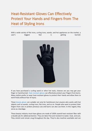 Heat-Resistant Gloves Can Effectively Protect Your Hands and Fingers