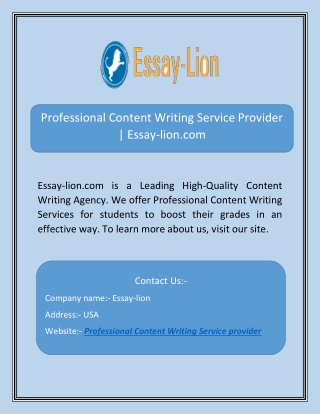 Professional Content Writing Service Provider | Essay-lion.com