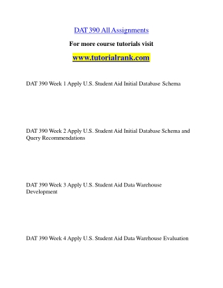 DAT 390 Education Specialist |tutorialrank.com