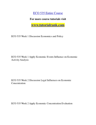 ECO 535 Education Specialist |tutorialrank.com