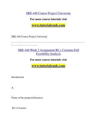SBE 440 Education Specialist |tutorialrank.com