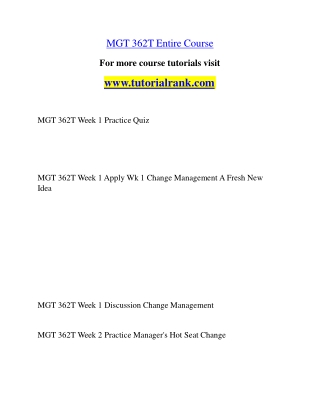 MGT 362T Education Specialist |tutorialrank.com