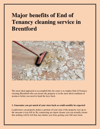 Major benefits of End of Tenancy cleaning service in Brentford