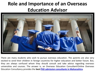 The Function and Importance of an Overseas Education Consultant
