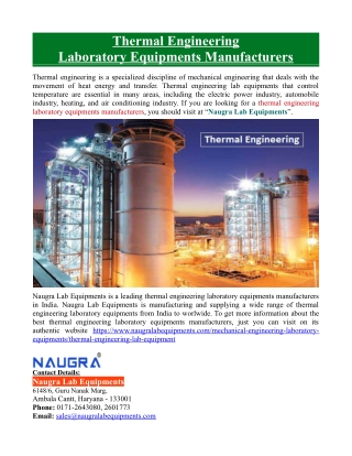 Thermal Engineering Laboratory Equipments Manufacturers