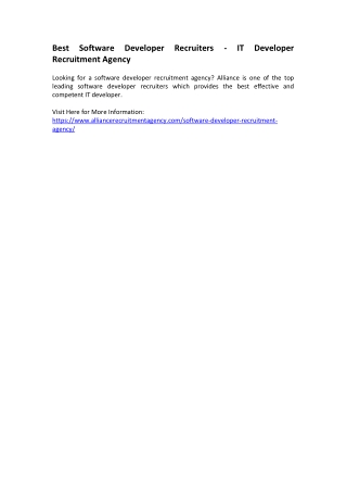 Best Software Developer Recruiters - IT Developer Recruitment Agency