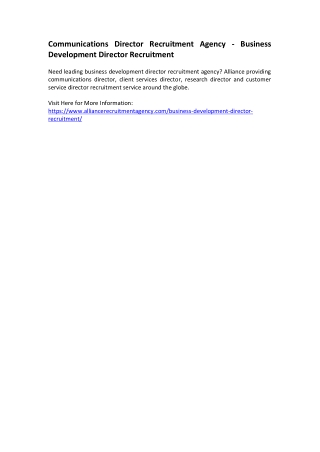 Communications Director Recruitment Agency - Business Development Director Recruitment