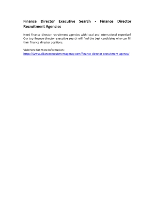 Finance Director Executive Search - Finance Director Recruitment Agencies