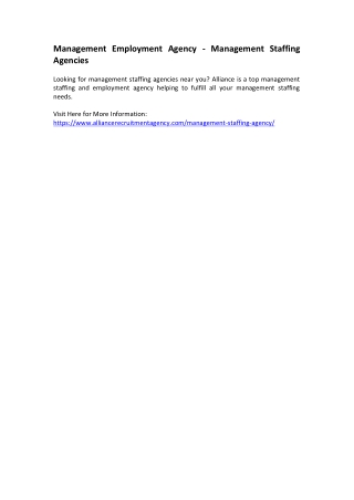 Management Employment Agency - Management Staffing Agencies