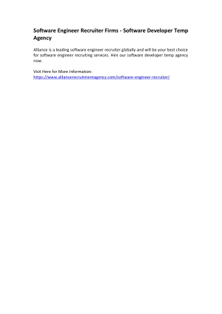 Software Engineer Recruiter Firms - Software Developer Temp Agency