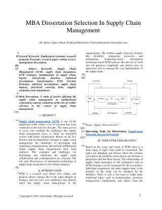 MBA dissertation selection in Supply Chain Management (1)