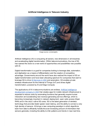 Artificial Intelligence in Telecom Industry