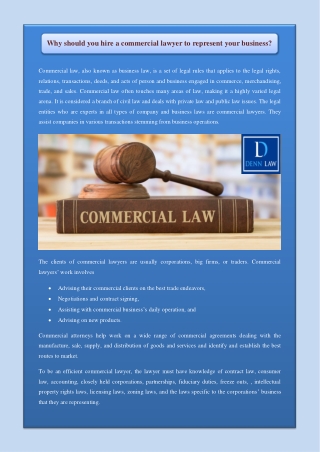 Why should you hire a commercial lawyer to represent your business