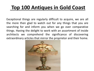 Top 100 Antiques in Gold Coast
