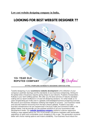 Low cost website designing company in India