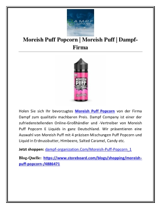 Moreish Puff Popcorn | Moreish Puff | Dampf-Firma
