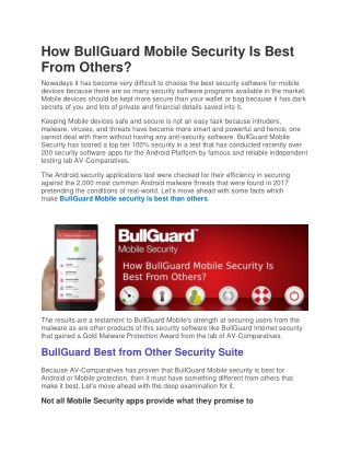 How BullGuard Mobile Security Is Best From Others?