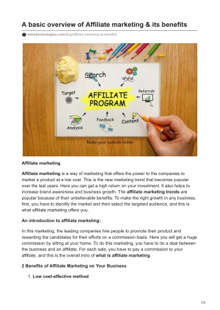 A basic overview of Affiliate marketing  its benefits