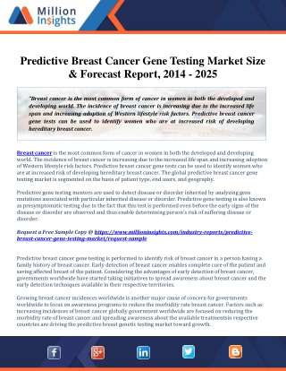 Predictive Breast Cancer Gene Testing Market Size & Forecast 2014-2025