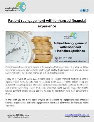 Patient reengagement with enhanced financial experience