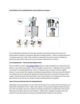 GZF Harvest Offers the Best Range of Can Sealing Machines