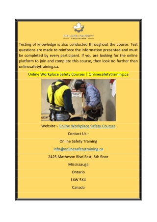 Online Workplace Safety Courses  Onlinesafetytraining.ca