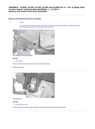 John Deere 6115D (Tier 0 - Tier 3Stage IIIA) Tractors Service Repair Technical Manual (TM608819)