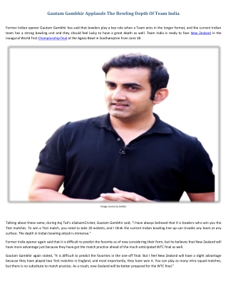 Gautam Gambhir Applauds The Bowling Depth Of Team India