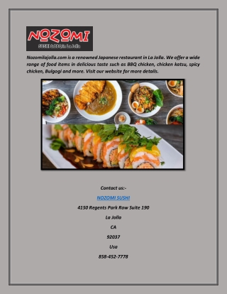 Japanese Restaurant in La Jolla | Nozomilajolla.com