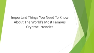 Important Things You Need To Know About The World’s Most Famous Cryptocurrencies