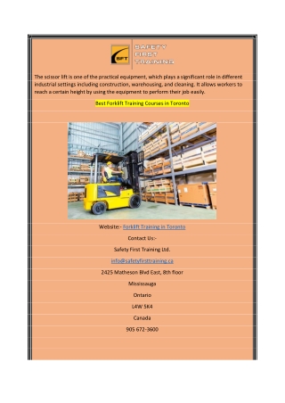 Best Forklift Training Courses in Toronto