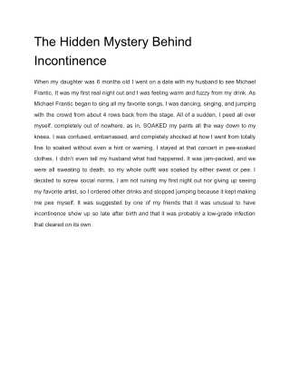 The Hidden Mystery Behind Incontinence