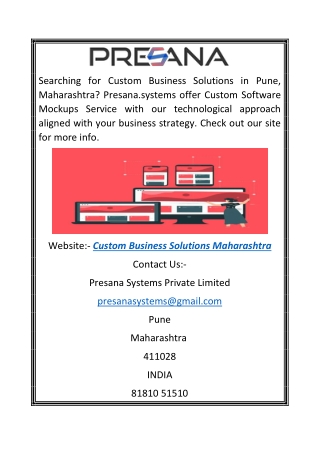 Custom Business Solutions Maharashtra | Presana.systems