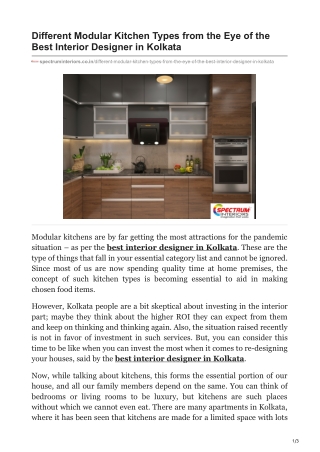 Different Modular Kitchen Types from the Eye of the Best Interior Designer in Kolkata