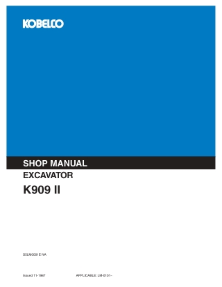 KOBELCO K909 II EXCAVATOR Service Repair Manual