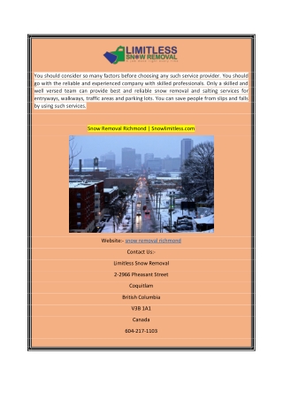 Snow Removal RichmondSnowlimitless.com