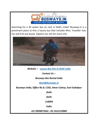 Luxury Bus Hire in Delhi India | Busways.in