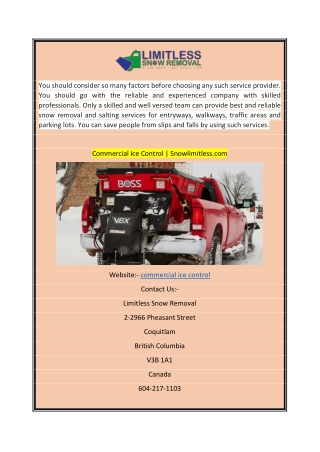 Commercial Ice Control  Snowlimitless.com