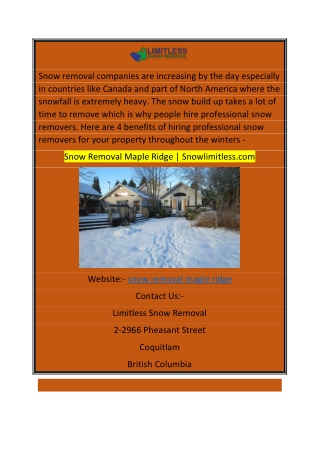 Snow Removal Maple Ridge Snowlimitless.com