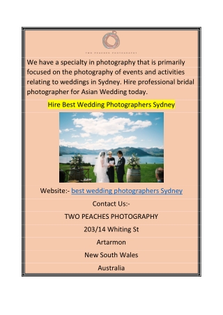 Hire Best Wedding Photographers Sydney