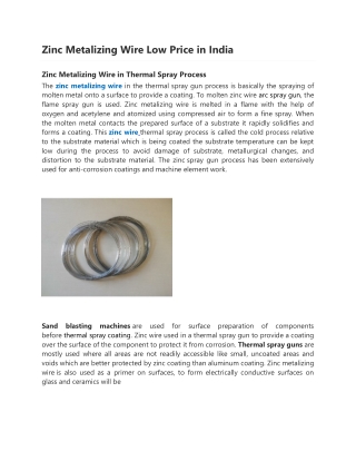 Zinc Metalizing Wire Low Price in India-converted