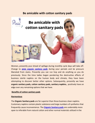 Be amicable with cotton sanitary pads-converted