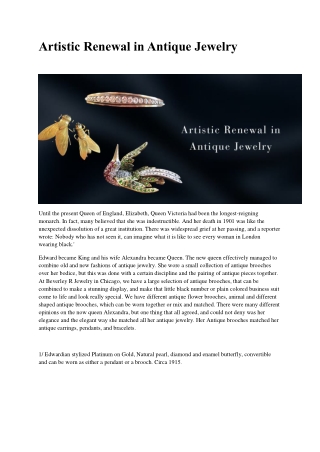 Artistic Renewal in Antique Jewelry
