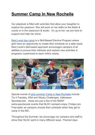 Summer Camp In New Rochelle