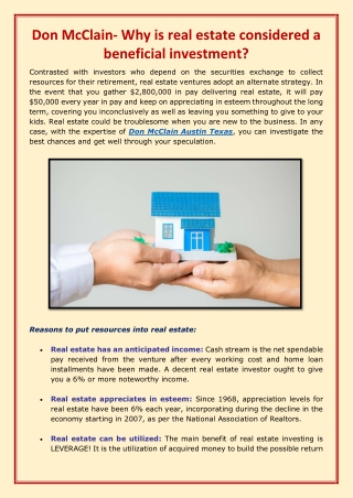 Don McClain- Why is real estate considered a beneficial investment-converted