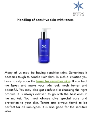 Handling of sensitive skin with toners