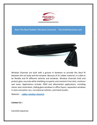 Best The Best Rubber Window Channels  - fairchildindustries.com