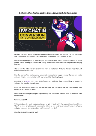 6 Effective Ways You Can Use Live Chat In Conversion Rate Optimization
